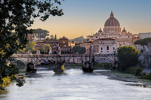 Rome ST Peters Basilica Night Sunset