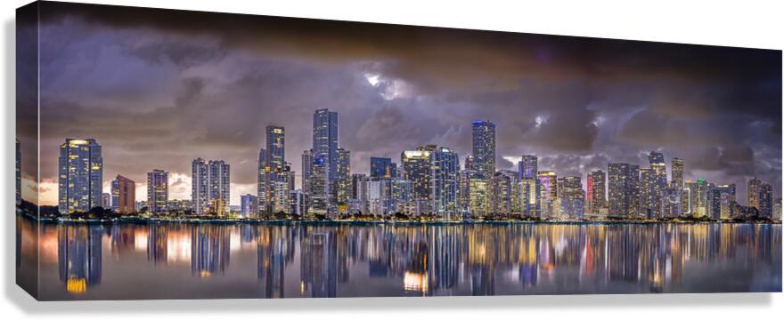 Miami Panorama night Canvas Print
